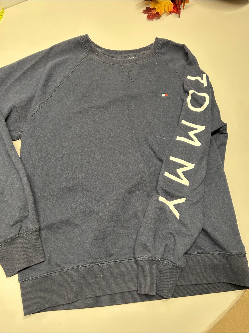 Tommy Hilfiger Navy Crewneck Sweatshirt with Sleeve Logo